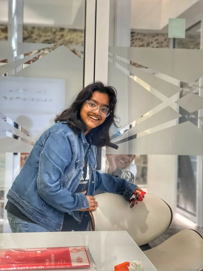 Smiling AKademy38 student enjoying a relaxed, welcoming studio learning environment in Perth